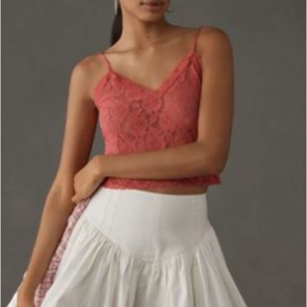 Anthropologie Elegant Lace Coral Cami Top Medium NWT.